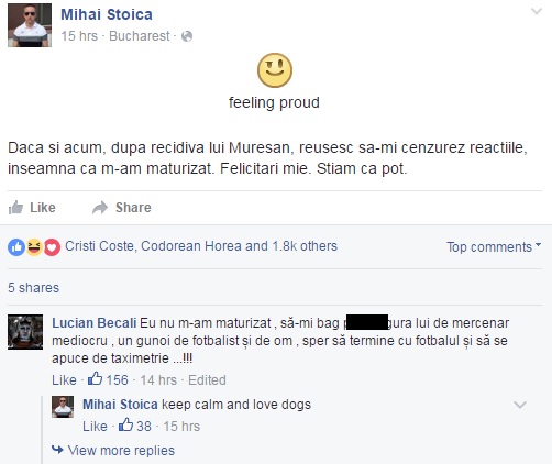 Mesajul lui Stoica și reacția virulentă a lui Lucian Becali