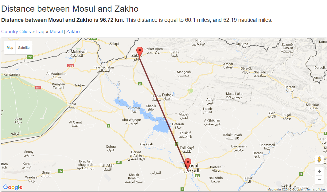 Harta Zakho - Mosul
