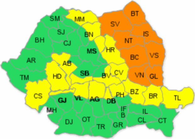 harta cod portocaliu de ploi