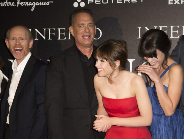 Ron Howard, Tom Hanks, Felicity Jones și Ana Ularu la premiera filmului Inferno