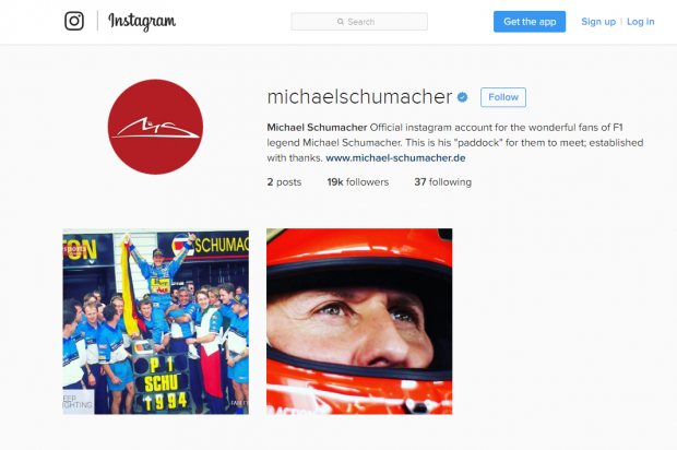 Pagina oficială de Instagram a lui Michael Schumacher