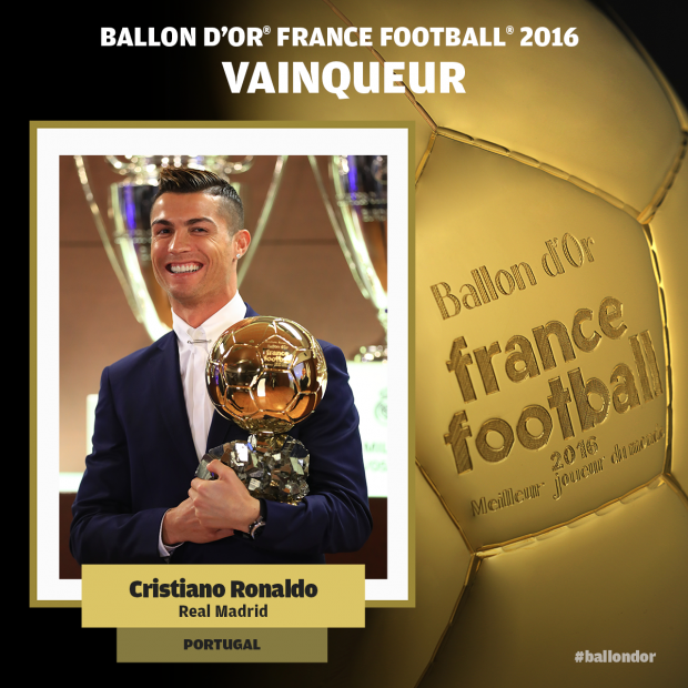 Cristiano Ronaldo a cucerit Balonul de Aur 2016