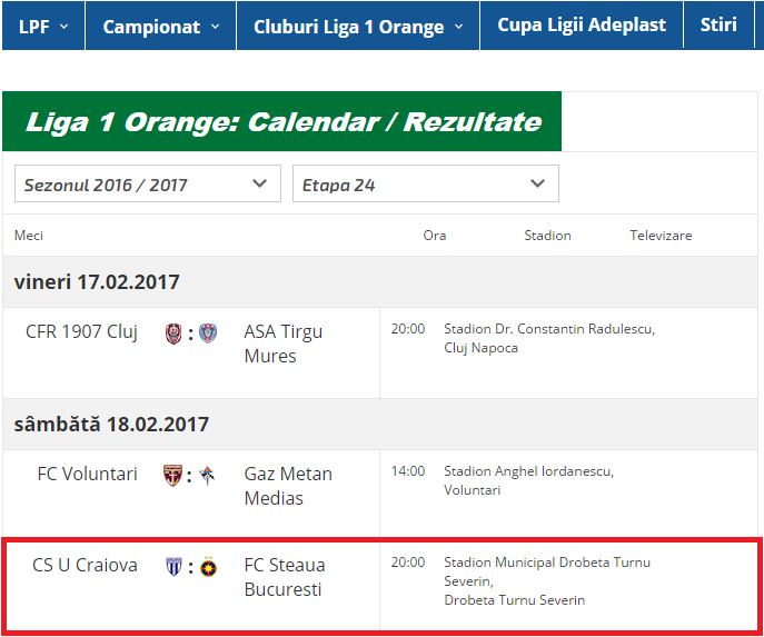 Craiova Steaua Severin