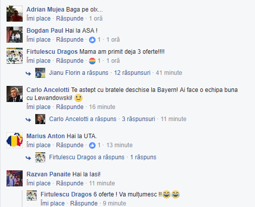 Fotbalistul Dragoş Firţulescu s-a scos la vânzare pe Facebook: "Free player, numărul 10, preţ acceptabil"