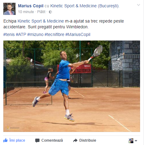 Marius Copil s-a vindecat și este apt pentru Wimbledon. Anunțul făcut de cel mai bine clasat jucător de tenis al României