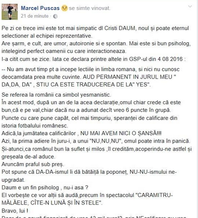 Prima parte a mesajului lui Marcel Pușcaș