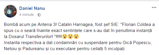 Bombă! Cătălin Harnagea, fost șef SIE: Coldea știa sentințele din Dosarul Transferurilor!