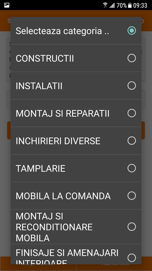 Vreau Servicii, aplicatia care iti gaseste zugravi, instalatori, avocati sau medici. Captură din aplicație