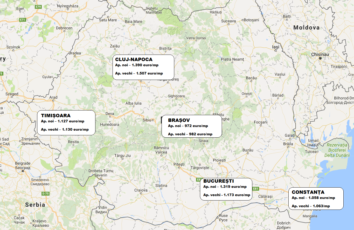 Orașul unde apartamentele s-au scumpit cu aproape 80% față de 2014. HARTA PREȚURILOR apartamentelor din România