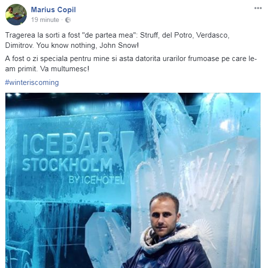 Marius Copil a împlinit astăzi 27 de ani. Prima rachetă a României a sărbătorit într-un bar de gheață