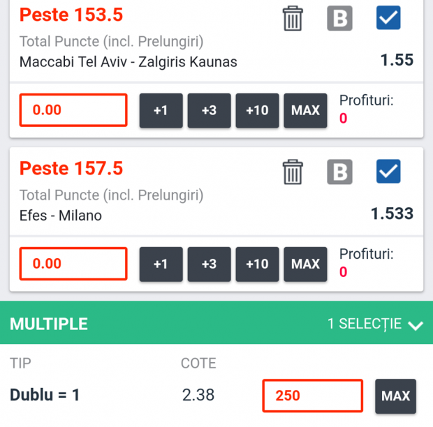 Biletul zilei din baschet 30 noiembrie. Meciuri din Euroligă