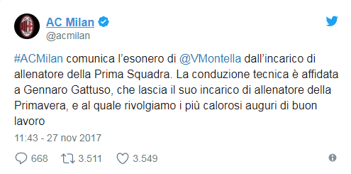 Vincezo Montella, dat afară de la AC Milan. ”Diavolii roșii”, pe mâna lui Gennaro Gattuso