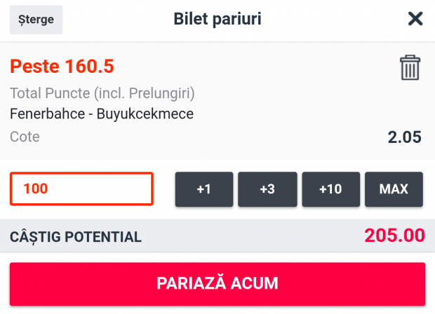 Cota zilei și avancronică pentru Fenerbahce vs Buyukcekmece
