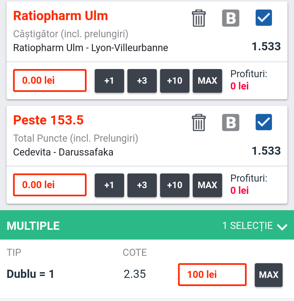 Biletul zilei din baschet 6 decembrie. Două meciuri de la Eurocup