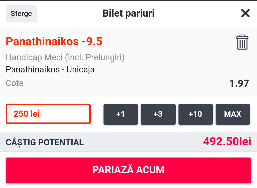 Cota zilei și avancronică pentru meciul de baschet Panathinaikos vs Unicaja