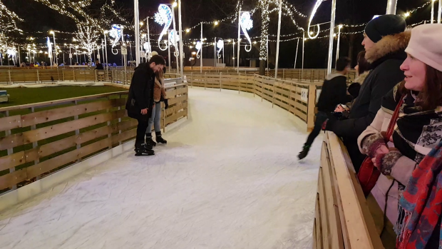 La Târgul din Viena, aleile unui parc din apropiere au fost îngheţate şi transformate în patinoar