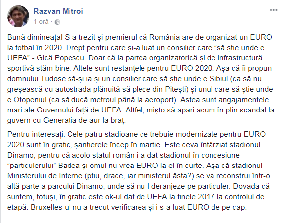 Proiectul organizării Euro 2020 în România încaieră FRF și Guvernul României. Un federal acuză: ”S-a trezit și premierul”. Ce spune Mircea Sandu