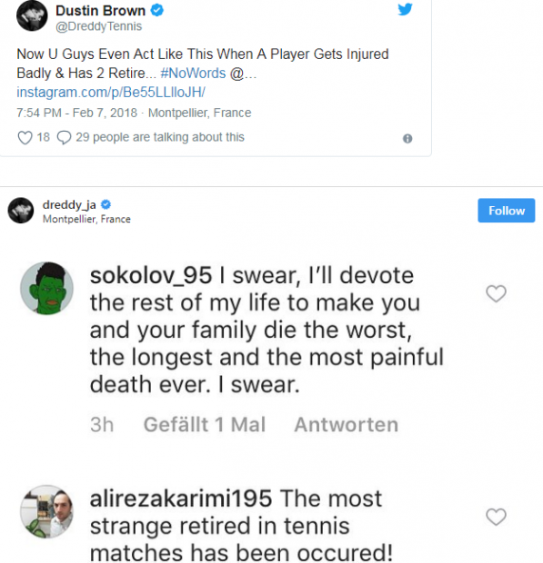 Dustin Brown, cea mai ciudată retragere dintr-un meci de tenis. Pariorii i-au urat să moară!