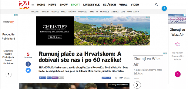Mihai Toma, editorial despre marea victorie a baschetbaliștilor români în presa croată. Jurnalist Libertatea, comentând pentru 24sata.hr și ziarul cu același nume
