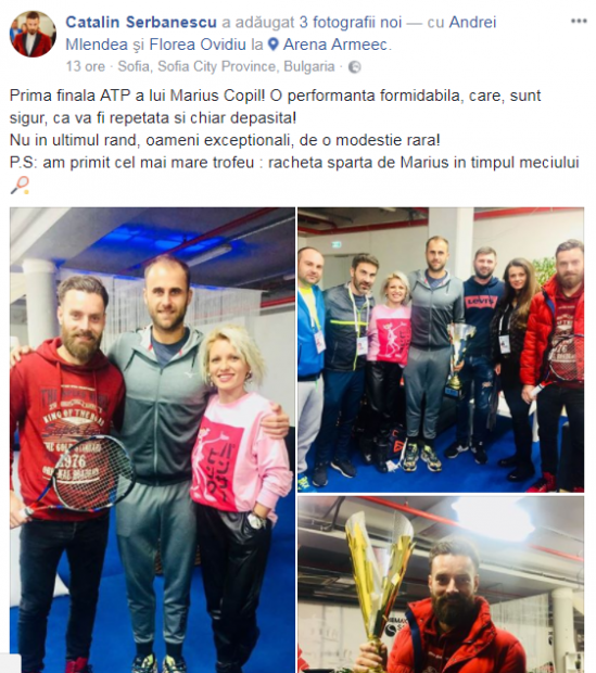 Cui i-a dăruit Marius Copil racheta ruptă în meciul cu Mirza Basic, finala de la Sofia
