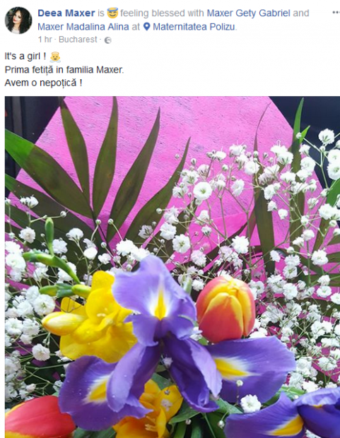 Deea Maxer a făcut în sfârșit anunțul mult așteptat. “Este fetiță”. “Felicitări, să vă trăiască”