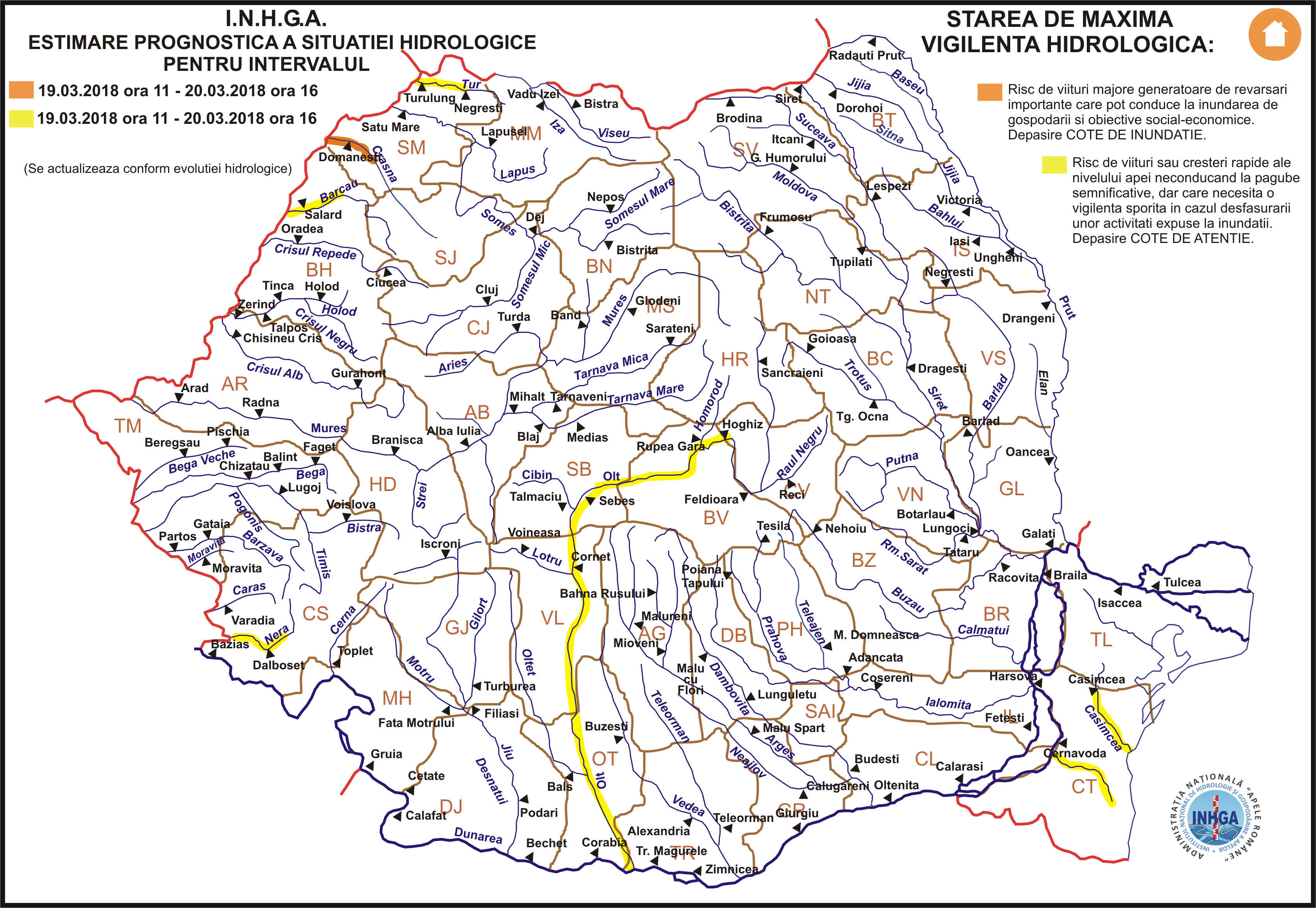 Cod portocaliu de inundații în Satu Mare. Hidrologii au emis atenționări pentru alte şase judeţe
