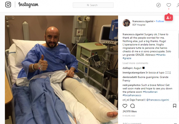 Mecanicul Francesco Cigarini, călcat cu mașina de Kimi Raikkonen, a fost operat la Manama. Ce a scris pe Instagram