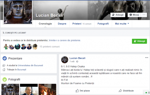 Nepotul lui Gigi Becali i-a înjurat pe contestatarii Simonei Halep! Atenție, limbaj licențios