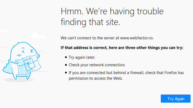 Print screen cu site-ul Webfactor.ro, care nu mai funcționează