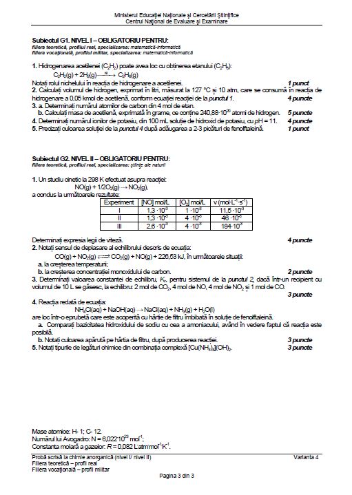 Bac 2018 Chimie Subiectele Date La Bacalaureat 2018 La Chimie Libertatea