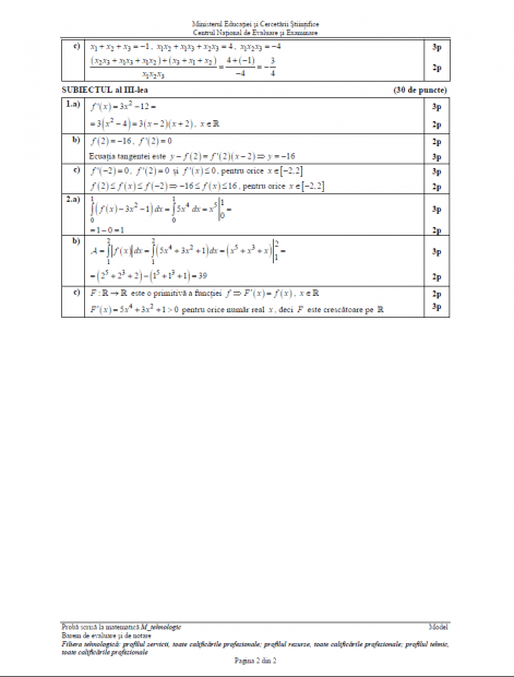 Subiecte matematică BAC 2018. Subiectul de la Matematică la Bacalaureat 2016, profilul Tehnologic