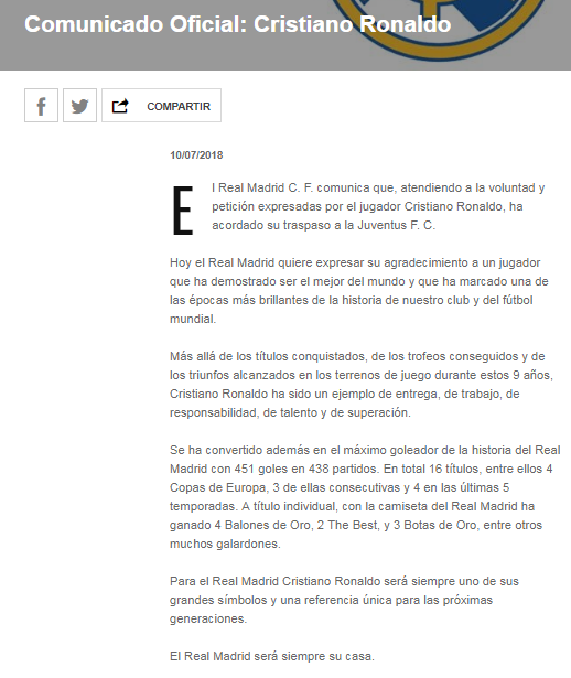 Cristiano Ronaldo este jucătorul lui Juventus. Real Madrid a făcut anunțul oficial