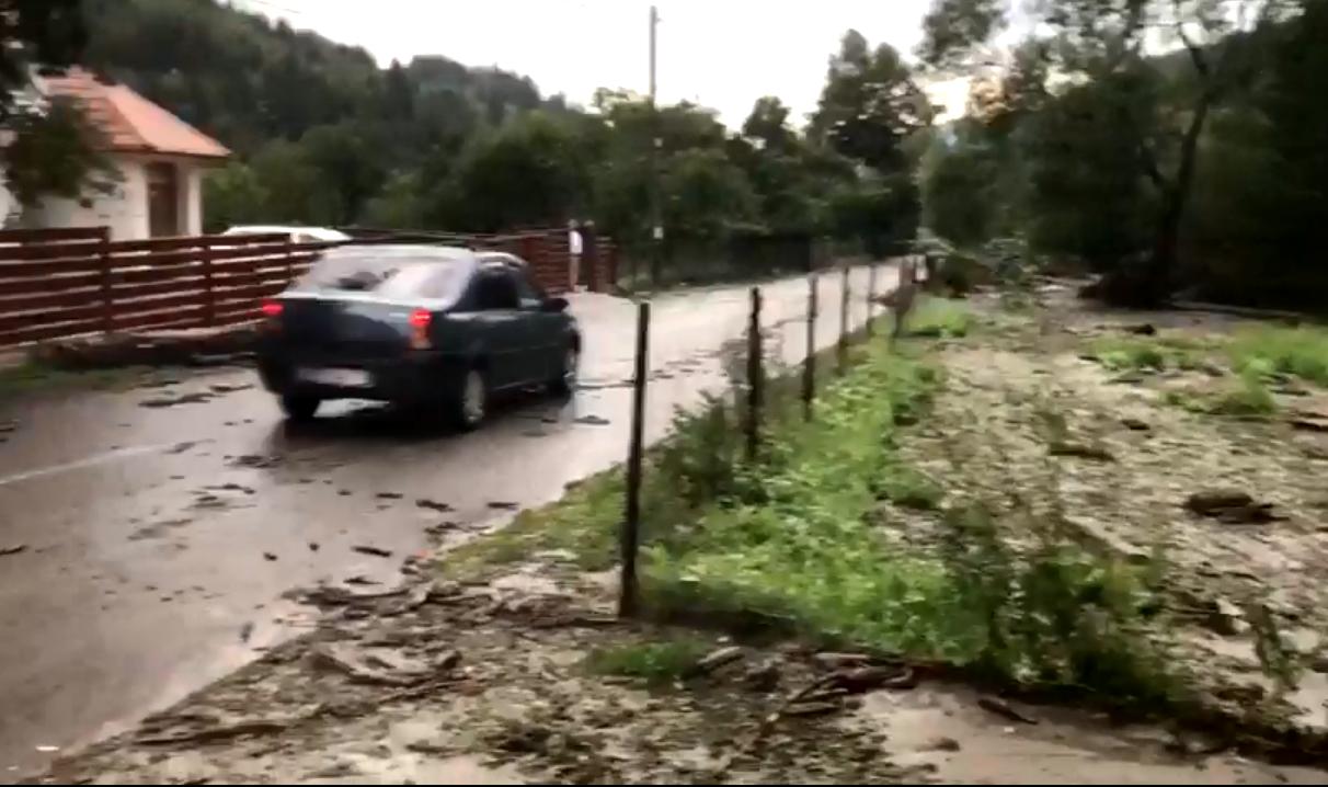 O ploaie abundentă a inundat Câmpulung Moldovenesc. Un pârâu a rupt totul în cale