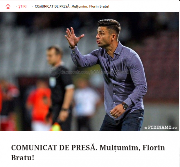 UPDATE / Florin Bratu, demis de la Dinamo. Scandalul cu Dan Nistor i-a fost fatal. Meciul de Cupă, cu Brăila, pregătit de Iulian Mihăescu