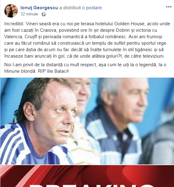 Ultima petrecere a lui Ilie Balaci: a vorbit despre Dobrin și Cruyff, doi regretați fotbaliști