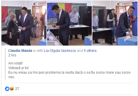 FOTO. Claudiu Manda, despre votul de la referendum: "Nu vreau să-mi pun problema la nuntă dacă voi fi socru mare sau socru mic"