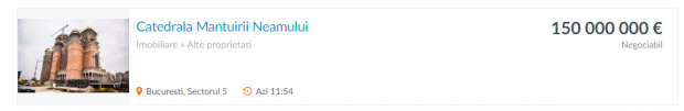 FOTO | Catedrala Mântuirii Neamului, de vânzare pe OLX