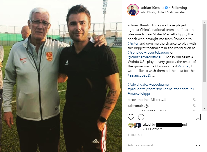Adrian Mutu, sparring-partner pentru celebrul Marcello Lippi