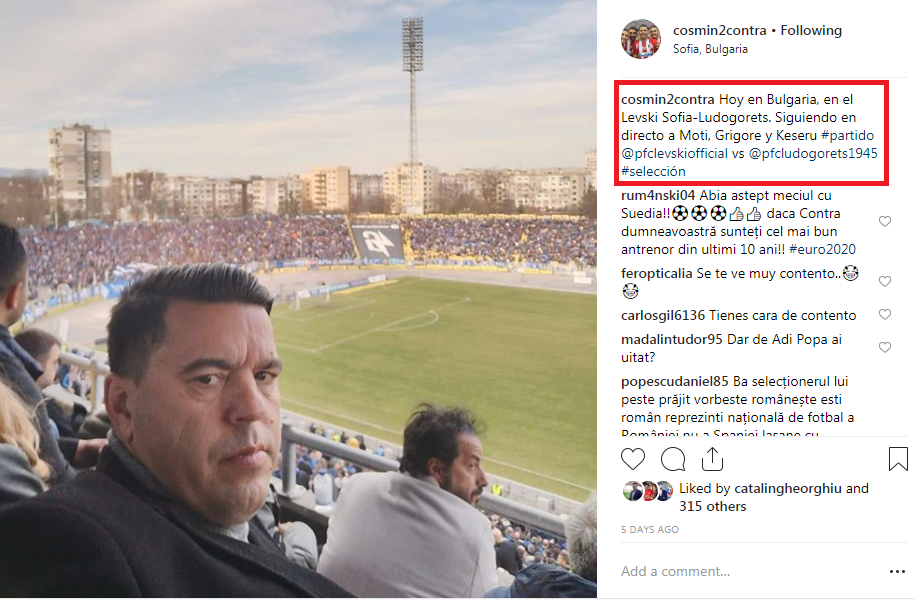 Selecționerul Cosmin Contra, în conflict cu fanii! Replici acide pe Instagram: „Bou și agramat” vs „Boule, să îți iei ochelari”
