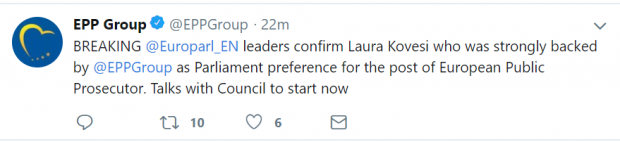 Laura Codruţa Kovesi a fost confirmată drept candidatul Parlamentului European pentru șefia Parchetului European