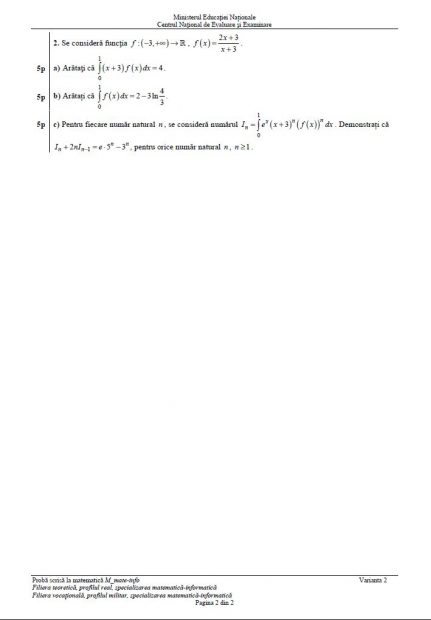 Subiecte BAC Matematică anul 2018 - Profil Mate-Info
