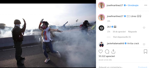 Criza din Venezuela. Mesaje de susținere pentru Guaidó și pentru mișcarea “Operacion Libertad” venite de la vedetele din sport
