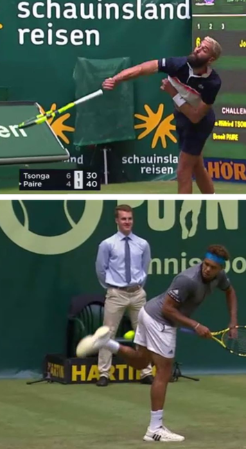 VIDEO/ Francezii Jo Wilfried Tsonga şi Benoit Paire au făcut spectacol la Halle: au jucat fotbal cu mingea de tenis!