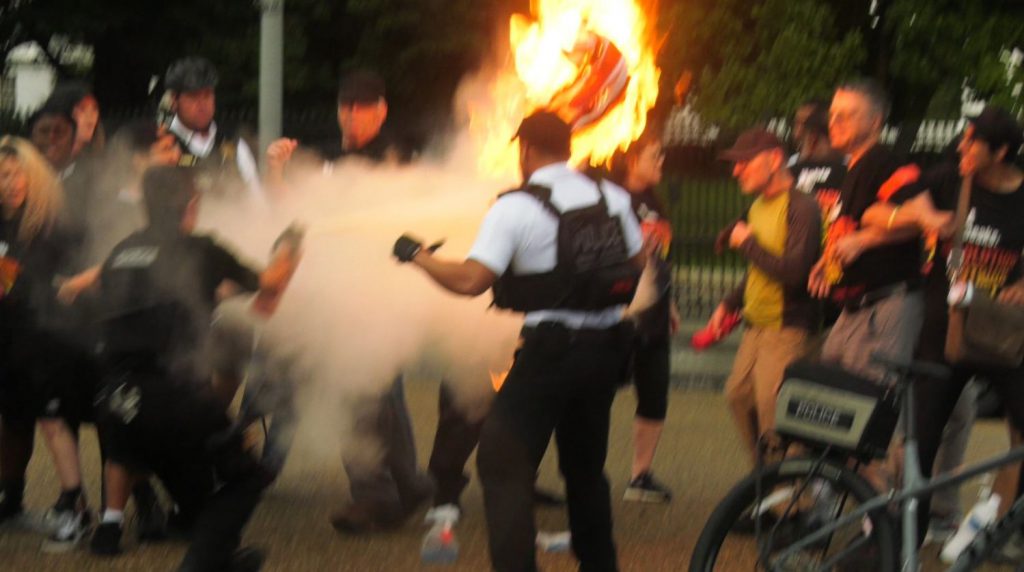 Două persoane au dat foc unui steag american în apropiere de Casa Albă. Au ajuns în arest de Ziua Națională a SUA / FOTO&VIDEO
