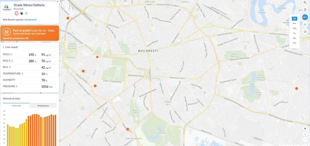 Praful din atmosferă, criminalul nevăzut. Care sunt zonele din București unde poluarea este de peste patru ori mai mare decât limitele admise