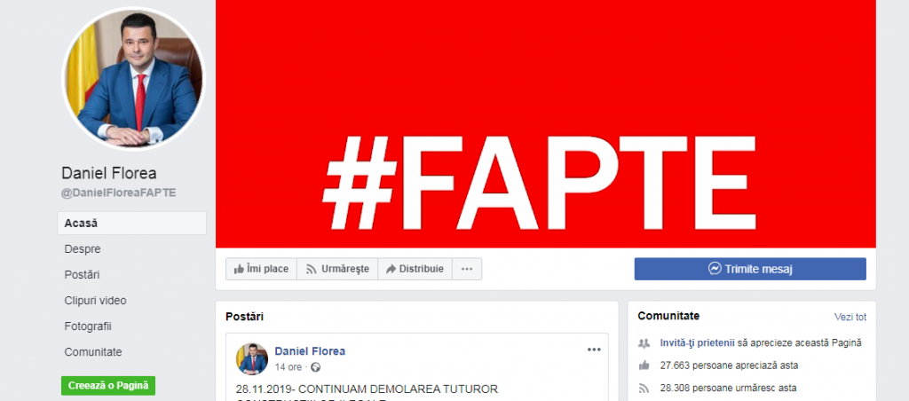 G4Media: Primarul Daniel Florea a creat două firme ale căror nume conțin simbolurile sale de campanie electorală