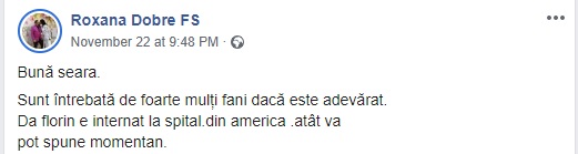Florin Salam, internat într-un spital din America. Soția lui a făcut primele declarații