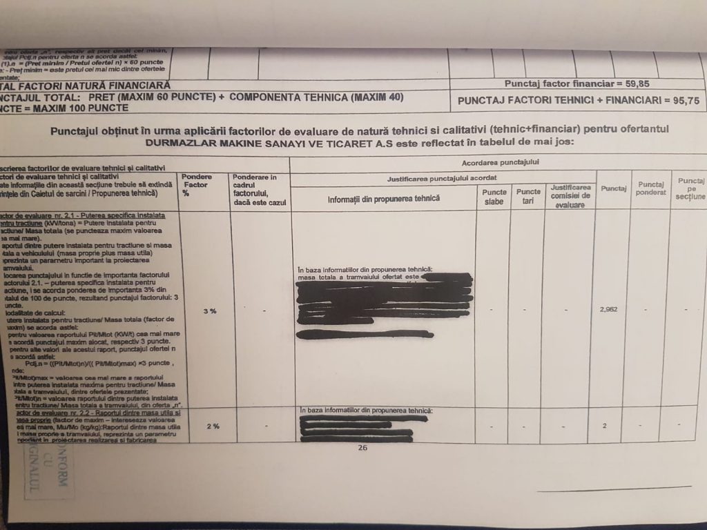 Firea secretizează achiziția publică de 180 de milioane de euro pentru tramvaie pe care au câștigat-o turcii de la Durmazlar!