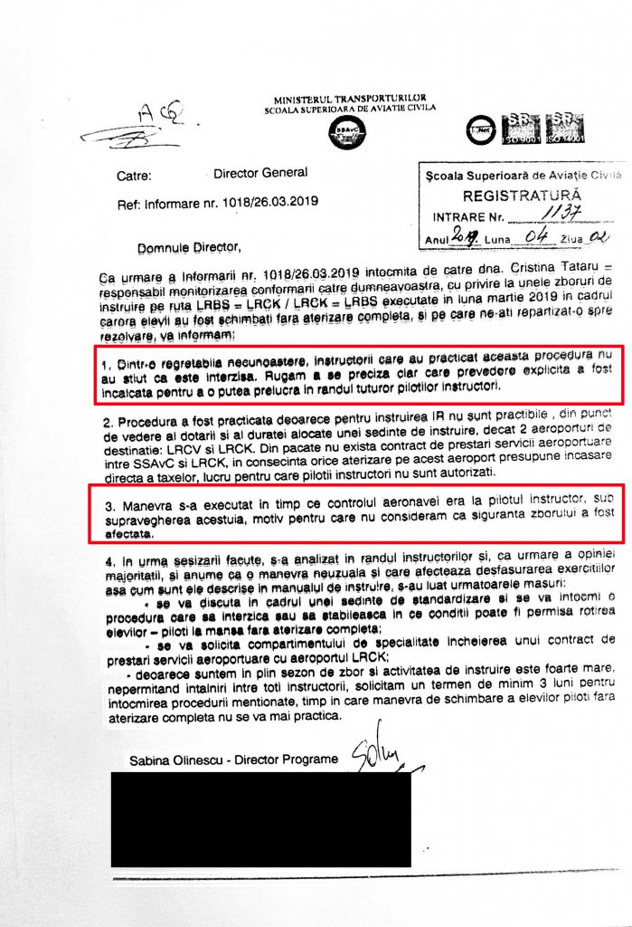 DOCUMENT. Noi dovezi ale fraudelor din Şcoala de Aviaţie: Economia financiară, mai importantă decât siguranța oamenilor
