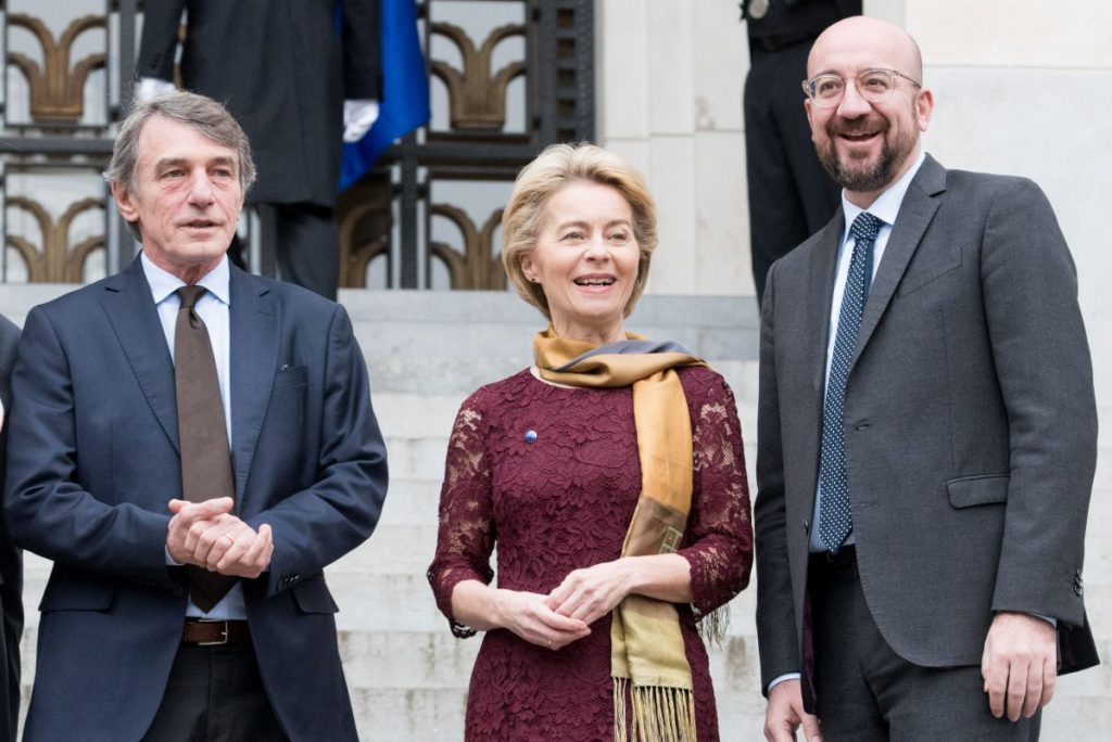 David Maria Sassoli, Charles Michel și Ursula von der Leyen FOTO: Comisia Europeană